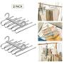 Vitalome Pants Hangers 5 Layers Stainless Steel Non-Slip Space Saving Clothes Closet Storage Organizer for Pants Jeans Trousers Skirts Scarf (Gray, 2 Pack)