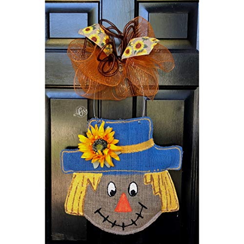 Scarecrow Door Hanger- Scarecrow Burlap Door Hanger- Fall Door Hanger- Fall Burlap Door Hanger