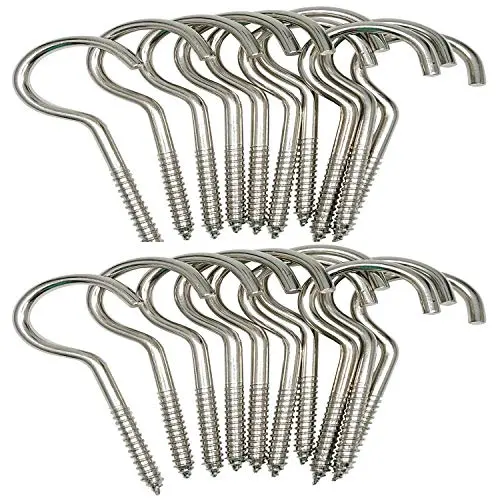 AxeSickle 3 Inch Heavy Duty Large Screw Hook Ceiling Hook Cup Hook Silver 20 Pcs