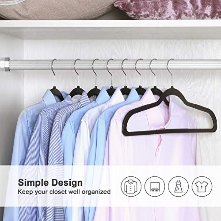 SONGMICS 50 Pack Coat Hangers, Heavy-Duty Plastic Hangers with Non-Slip Design, Space-Saving Clothes Hangers