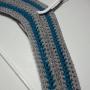 Crocheted Grey with Teal Stripe Coat Hanger Cover Set