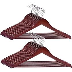 RoyalHanger Wood Hangers 20-Pack, Suit Hangers Coat Hanger Wooden Hangers for Pants Skirt Coat Trouser, Non-Slip, Walnut Finish