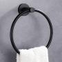 Hand Towel Ring, APLusee Stainless Steel Swivel Kitchen Towel Hanger, Modern Round Bathroom Hardware Space Saver, Matte Black