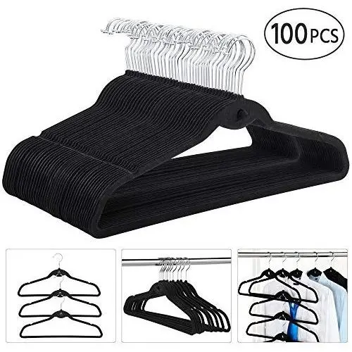 go2buy Space Saving Cascading Velvet Suit Hangers Clothes Hangers,100-Pack,Black go2buy Space Saving Cascading Velvet Suit Hangers Clothes Hangers,100-Pack,Black