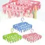 5PC Random Color 32 Clips Folding Clothes Hanger Dryer Windproof Socks Underwear Drying Decoration Multi-Function Drying Storage Hangers Holder