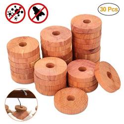 FORTGESCHE Cedar Blocks for Clothes Closet Storages, 100% Natural Aromatic Cedar Wood Hangers Rings 30 Pack, Clothes Protector Storage Accessories