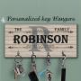 Monogram Personalized Key Holder Custom Wood Key Hanger For Wall Housewarming Gift, Anniversary Gift Last name key rack Family custom key hanger Wedding gift wall key holder