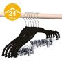 HOUSE DAY Velvet Skirt Hangers - Pack of 24 - Velvet Hangers with Clips Ultra Thin Non Slip Velvet Pants Hangers Space Saving Clothes Hanger (Black) (Renewed)