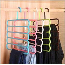 Pants Hangers Holders Multifunction Trousers Hanger Storage Rack Clothes Hanger Tie Scarfs Belt Towel Non-Slip Magic Hanger 5PC Color Random