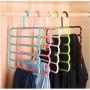 Pants Hangers Holders Multifunction Trousers Hanger Storage Rack Clothes Hanger Tie Scarfs Belt Towel Non-Slip Magic Hanger 5PC Color Random