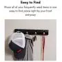 BirdRock Home Folding Hook Coat and Hat Rack - 4 Hooks - 14 Inches - Wall Mount - Decorative Home Storage - Entryway Foyer Hallway Bathroom Bedroom Rail - Satin Nickel Hooks - Black Rail
