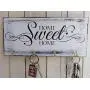 Home Sweet Home key hanger wall white wood key holder for wall shabby wood cottage chic housewarming gift key hook black and white organizer Home Sweet Home key hanger wall white wood key holder for wall shabby wood cottage chic housewarming gift key hook black and white organizer