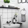 JOMOLA Vacuum Suction Cup Towel Ring Washcloth Holder for Bathroom Shower Drill Free Kitchen Sink Hand Towel Round Holder Storage Hanger Stainless Steel Brushed Finish