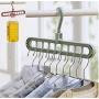 10PC Random Color Multi-Function Folding Magic Hook Nine-Hole Rotation Magic Clothes Hanger Drying Cabinet Bedroom Clothes Home Storage Decoration