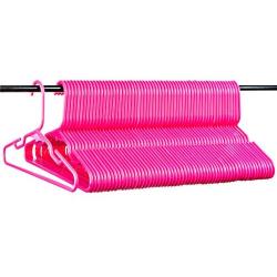 Neaties American Made 60 Premium Childrens Pink Plastic Hangers with Notches and Heavy Duty Flexible Construction, 60pk