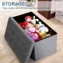 ASLIFE Multifunctional and Folding Storage Ottoman Top Linen Fabric Footrest Coffee Table, Toy Boxes Chest for Bedroom and Living Room…(LIGHT GREY,30 x 15 x15)