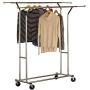 DecoBros Supreme Commercial Grade Double Rail Garment Rolling Rack, Chrome Finish