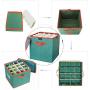 IC ICLOVER Holiday Ornaments Storage Box, Christmas Decorations Ball Containers with lid & Adjustable 64 Compartment Cube Organizer Detachable Dividers for Home Office Xmas Wedding 12x12x12 Inch,Green