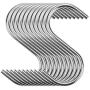 One76 10 Pack S Shaped Hanging Hooks, Heavy Duty Stainless Steel S Hooks Pan Pot Holder Rack Hooks Hanging Hangers for Kitchenware Pots Utensils Clothes Bags Towels Plants (10Pcs Silver)