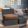 Sorbus Storage Boxes Woven Basket Bin Container Tote Cube Organizer Set Stackable Storage Basket Woven Strap Shelf Organizer Built-in Carry Handles (Woven Lid Baskets - Gray)