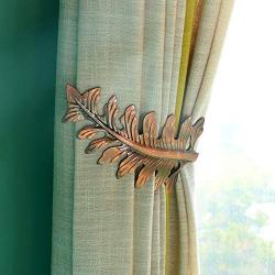 EUGNN 1Pair Vintage Big Leaf Curtain Drapery Tiebacks Curtain Hook Drapery Holdbacks Drapes Linen Holder U Shape Wall Towel Cloth Coat Hook Hanger(Red Bronze)