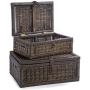 The Basket Lady Covered Wicker Storage Basket, Large, 20 in L x 14 in W x 8 in H, Antique Walnut Brown The Basket Lady Covered Wicker Storage Basket, Large, 20 in L x 14 in W x 8 in H, Antique Walnut Brown