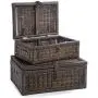 The Basket Lady Covered Wicker Storage Basket, Large, 20 in L x 14 in W x 8 in H, Antique Walnut Brown The Basket Lady Covered Wicker Storage Basket, Large, 20 in L x 14 in W x 8 in H, Antique Walnut Brown