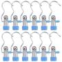HiGift (Set of 12 Portable Laundry Hook Boot Hanger Clips for Hanging/Stainless Steel Clothes Pins for Clothes Hat Gloves Boot Hanger Closet Hold Clips Travel Home -Blue