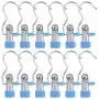 HiGift (Set of 12 Portable Laundry Hook Boot Hanger Clips for Hanging/Stainless Steel Clothes Pins for Clothes Hat Gloves Boot Hanger Closet Hold Clips Travel Home -Blue