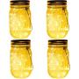 4-Pack 30 LEDs Solar Powered Mason Jar Lights, Watrproof Outdoor Hanging Led Fairy Firefly String Lights Lanterns (Jars & Hangers Included),Best Patio Wedding Party Deck Garden Decor