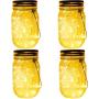 4-Pack 30 LEDs Solar Powered Mason Jar Lights, Watrproof Outdoor Hanging Led Fairy Firefly String Lights Lanterns (Jars & Hangers Included),Best Patio Wedding Party Deck Garden Decor