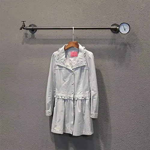 FURVOKIA Industrial Pipe Floating Wall Clothes Rack Clothing Store Display Shelf Hanger Closet Organization Retail Pressure Gauge Decor Display Shelves(One Pipe Shelves,47" L) FURVOKIA Industrial Pipe Floating Wall Clothes Rack Clothing Store Display Shelf Hanger Closet Organization Retail Pressure Gauge Decor Display Shelves(One Pipe Shelves,47" L)