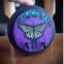 Mini Purple and Black Luna Moth Holo Lunar Moon Phases Hand Made 2 Hook Jewelry Key Hanger Organizer.