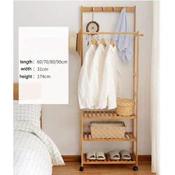 MOJ-YJ Floor Stand Hanging Rack Coat Rack Living Room Bedroom Hanger Floor-to-Floor Balcony Clothes Hangers Floor Standing Coat and Hat Stand (Color : Log color) (Size : 9031174cm)