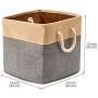 EZOWare 3-Pack Collapsible Storage Bins Basket Foldable Canvas Fabric Tweed Storage Cubes Set with Handles for Babies Nursery Toys Organizer (13 x 13 x 13 inches) (Gray/Beige)