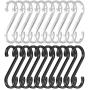 Outivity 20 Pack S Shaped Hooks,3.15''Heavy Duty S Hooks,Space Aluminum S Hooks for Hanging,S Hooks for Clothes,Bags,Towels,Plants,Kitchenware Hanger-Silver+Black