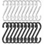 Outivity 20 Pack S Shaped Hooks,3.15''Heavy Duty S Hooks,Space Aluminum S Hooks for Hanging,S Hooks for Clothes,Bags,Towels,Plants,Kitchenware Hanger-Silver+Black Outivity 20 Pack S Shaped Hooks,3.15''Heavy Duty S Hooks,Space Aluminum S Hooks for Hanging,S Hooks for Clothes,Bags,Towels,Plants,Kitchenware Hanger-Silver+Black