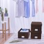 NA&CO SEASON 5 Pack Large Sturdy Foldable Storage Bins (15x12x7.7),Polyester Fabric Storage Boxes with Lids and Handle,Containers Organizer for Home, Nursery, Closet, Office(Chocolate)