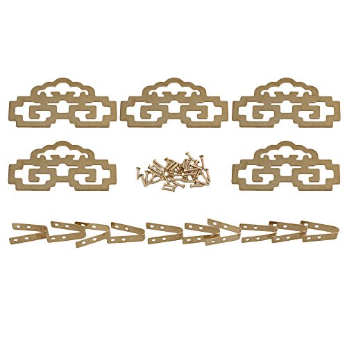 RDEXP 8x4.6cm Chinese Style Classical Painting Picture Frame Hanger Hanging Hooks CYJ020 Antique Brass with Screws Pack of 5
