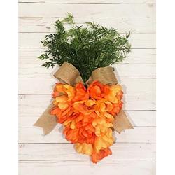 Orange Tulip Carrot Shaped Front Door Decor, Spring Door Hanger, Front Door Wreath for Easter Season, Gift for Easter
