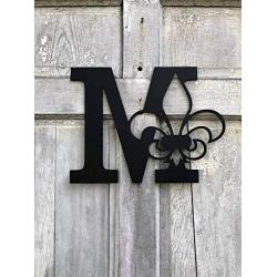 Personalized Fleur De Lis Monogram Letter, Customized Door Hanger Monogram