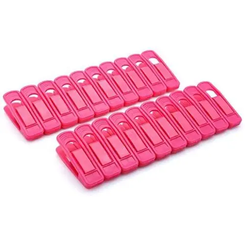 20 Pack of Strong Plastic Hanger Clips, Pinch Grip Clips for Use with Slim-line Clothes Velvet Hangers, Finger Clips, PINK 20 Pack of Strong Plastic Hanger Clips, Pinch Grip Clips for Use with Slim-line Clothes Velvet Hangers, Finger Clips, PINK