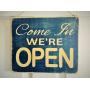 10x10 Come on in Were OPEN / Sorry Were CLOSED Front and Back Rustic Wood Shabby Chic Door Hanger Sign