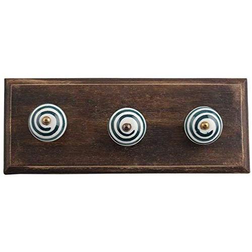 Indianshelf Handmade 1 Artistic Vintage Cream Wooden Strip Key Hooks Hangers/Clothes Hooks for Doors