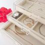 HerFav Jewelry Boxes for Women with 3 Drawers, Velvet Jewelry Organizer for Earring Bangle Bracelet Necklace and Rings Storage Clear Acrylic Jewelry case
