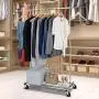 Bextsware Clothes Garment Rack On Wheels, Expandable Single Rail Heavy Duty Commercial Grade Hanging Closet Organizer Stand Clothing Rack with Mesh Bottom Shelves for Boxes Shoes Storage, Chrome Bextsware Clothes Garment Rack On Wheels, Expandable Single Rail Heavy Duty Commercial Grade Hanging Closet Organizer Stand Clothing Rack with Mesh Bottom Shelves for Boxes Shoes Storage, Chrome