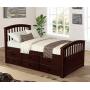Hooseng Twin Size Solid Wood Bookcase Captains Platform Storage Bed with Pull Out 6 Drawers,No Boxes Spring Needed, Deep Walnut