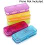 BTSKY Double Deck School Pencils Box- Assorted Color Stationery Boxes Small Pencil Case Organizer Durable Plastic Pen Holder Boxes with 5 Compartments for Small School Supplies Organization (6 Pack)