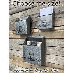 MAIL ORGANIZER WALL BUCKET Tin with Hanger *Reclaimed Rustic Distressed Metal Farmhouse Home Office Decor *Letter Bill Mailbox Magazine Post Card Envelope Paper Holder *Storage Bin *SM, MED, or LG