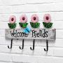 Cxjff Wall Coat Rack Clothes Hat Hanger Holder Hooks Solid Wood 1/2/3/4/5 Pieces Daisy Style, 45x5x26CM (Color : Pink, Size : 3 Pieces)
